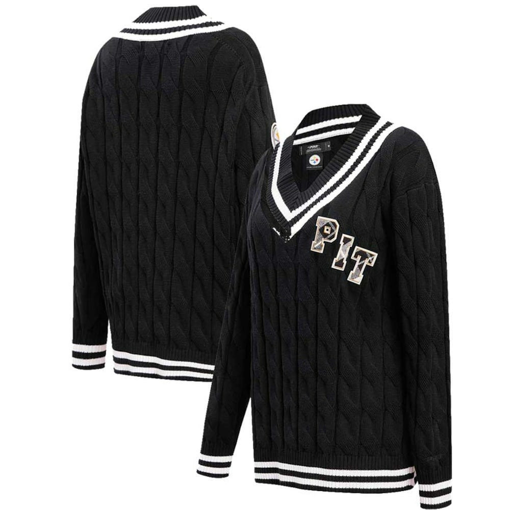 Pittsburgh Steelers Pro Standard Women's Prep V-Neck Pullover Sweater - Black outlet