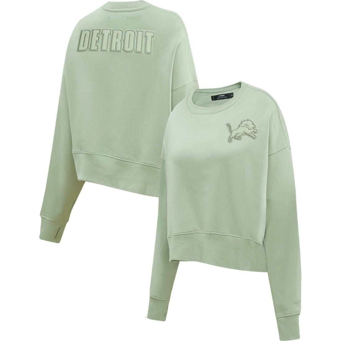 Detroit Lions Pro Standard Women's Oversized Cropped Neutral Pullover Sweatshirt - Light Green for sale