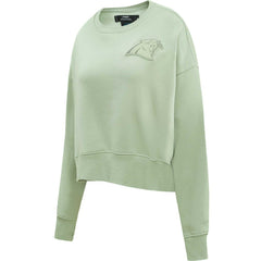 Carolina Panthers Pro Standard Women's Oversized Cropped Neutral Pullover Sweatshirt - Light Green outlet