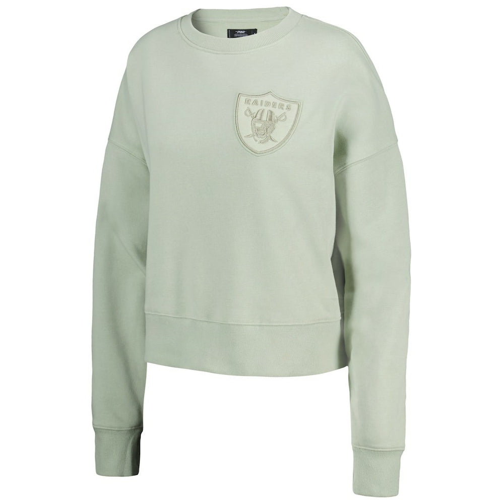 Las Vegas Raiders Pro Standard Women's Oversized Cropped Neutral Pullover Sweatshirt - Light Green discount