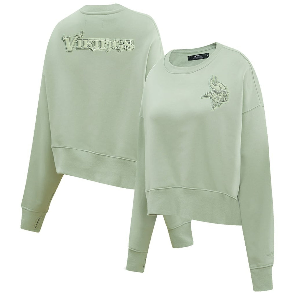 Minnesota Vikings Pro Standard Women's Oversized Cropped Neutral Pullover Sweatshirt - Light Green sale
