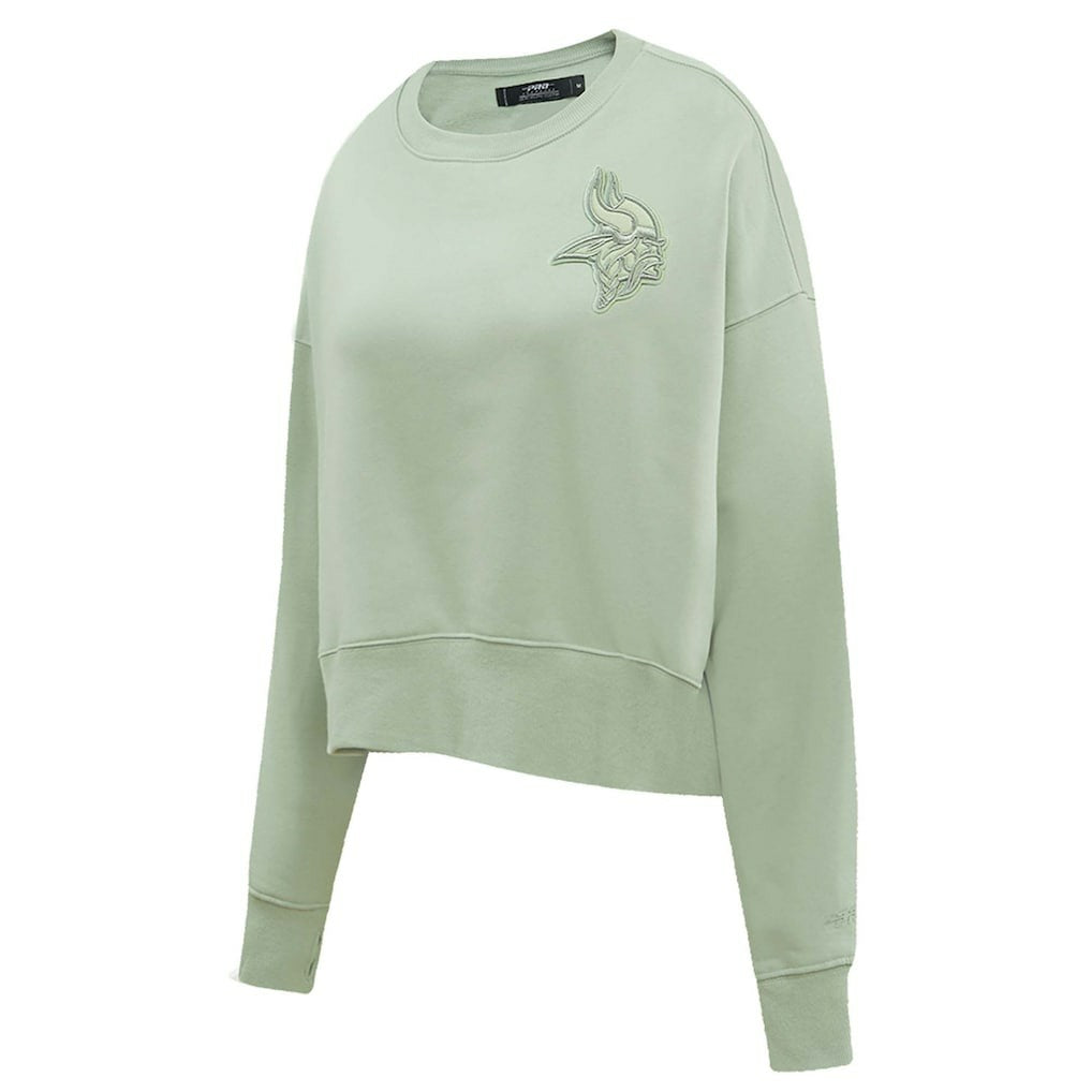 Minnesota Vikings Pro Standard Women's Oversized Cropped Neutral Pullover Sweatshirt - Light Green sale