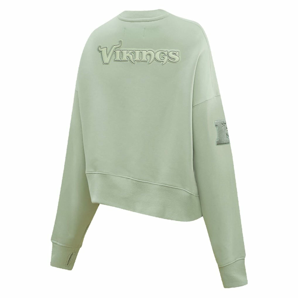 Minnesota Vikings Pro Standard Women's Oversized Cropped Neutral Pullover Sweatshirt - Light Green sale