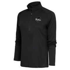 Philadelphia Phillies Antigua Women's Brushed Metallic Tribute Half-Zip Pullover Top - Gray