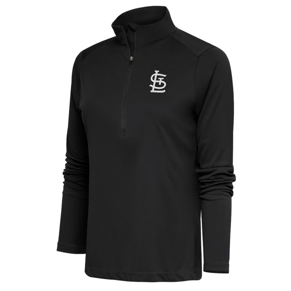 St. Louis Cardinals Antigua Women's Brushed Metallic Tribute Half-Zip Pullover Top - Gray