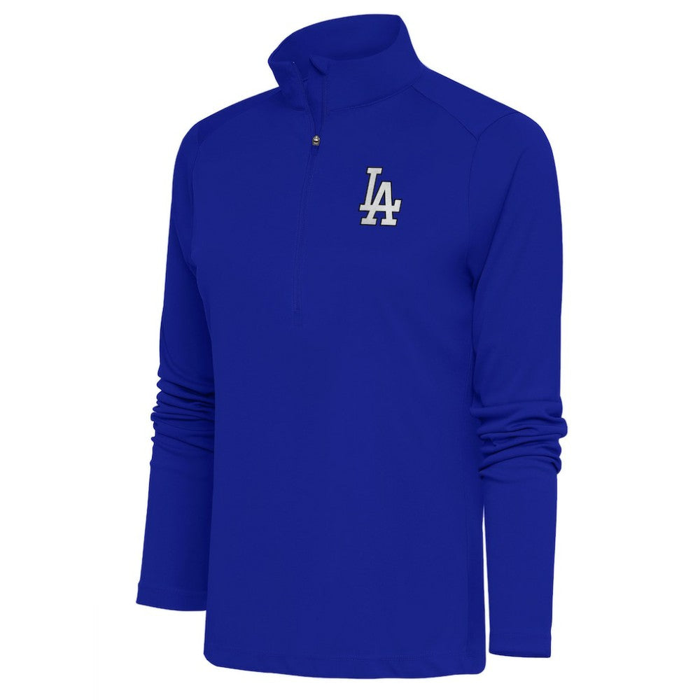 Los Angeles Dodgers Antigua Women's Brushed Metallic Tribute Half-Zip Pullover Top - Royal
