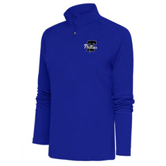 Philadelphia Phillies Antigua Women's Brushed Metallic Tribute Half-Zip Pullover Top - Royal