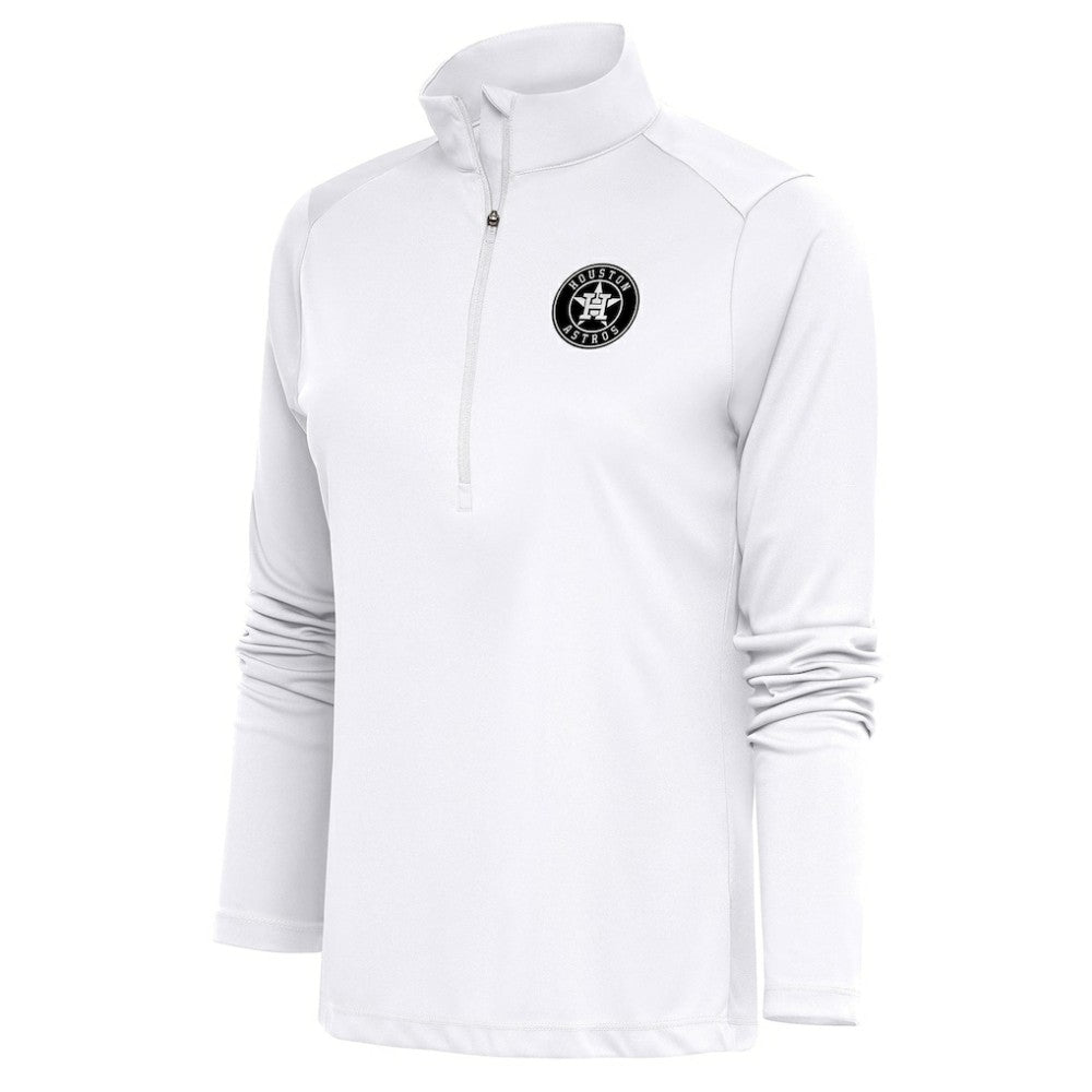 Houston Astros Antigua Women's Brushed Metallic Tribute Half-Zip Pullover Top - White