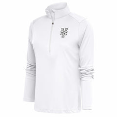 New York Mets Antigua Women's Brushed Metallic Tribute Half-Zip Pullover Top - White