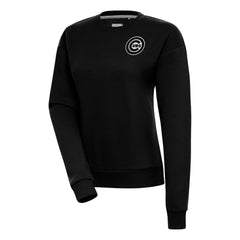 Chicago Cubs Antigua Women's Brushed Metallic Victory Pullover Sweatshirt - Black