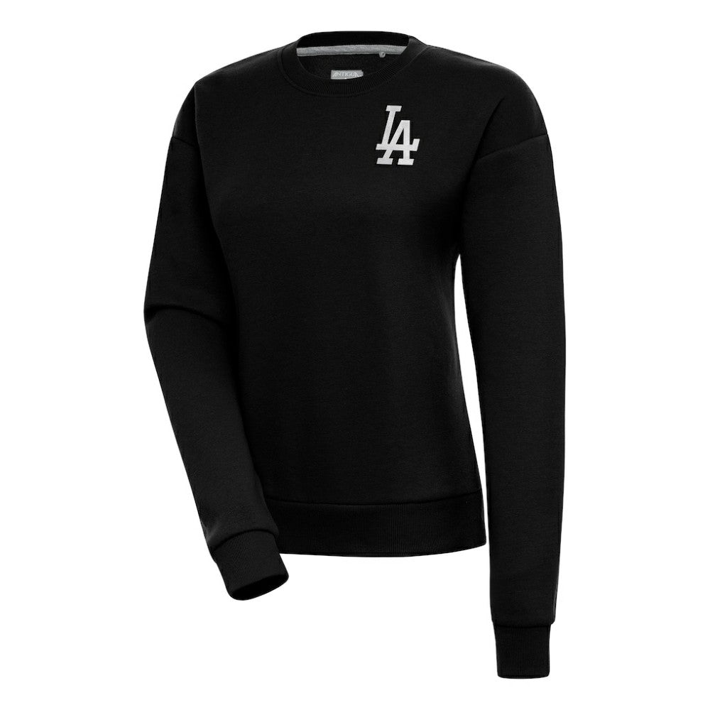 Los Angeles Dodgers Antigua Women's Brushed Metallic Victory Pullover Sweatshirt - Black