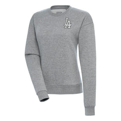 Los Angeles Dodgers Antigua Women's Brushed Metallic Victory Pullover Sweatshirt - Heather Gray