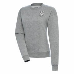 New York Mets Antigua Women's Brushed Metallic Victory Pullover Sweatshirt - Heather Gray