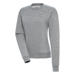 San Diego Padres Antigua Women's Brushed Metallic Victory Pullover Sweatshirt - Heather Gray