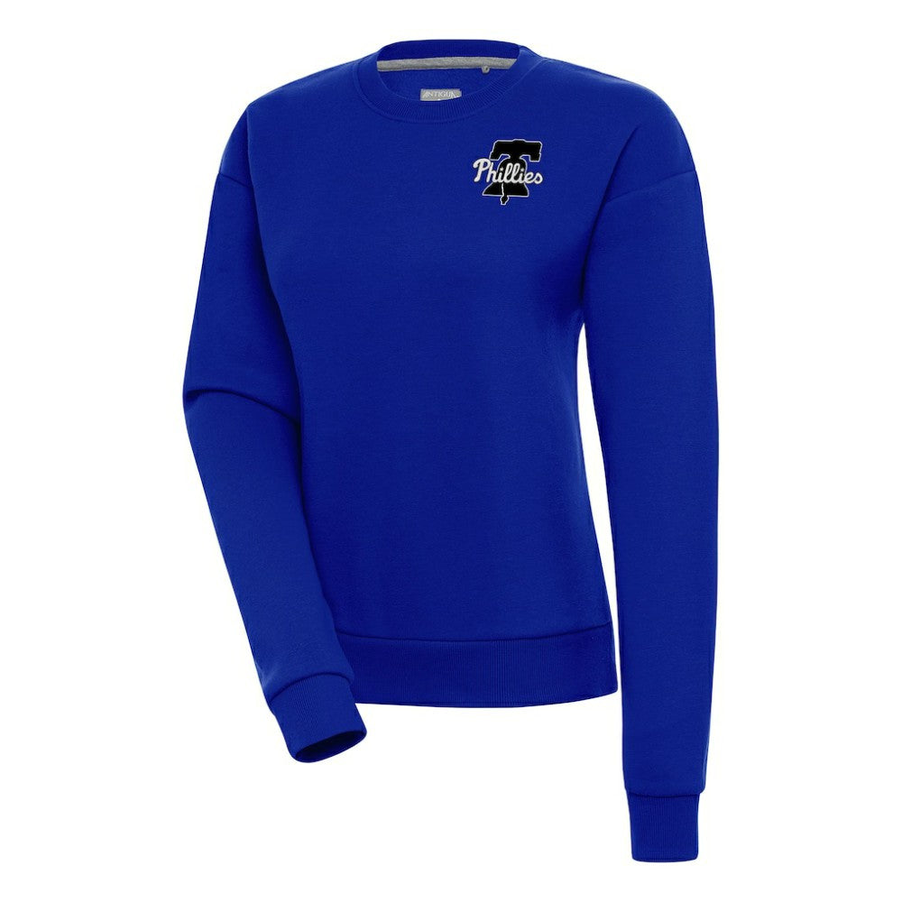 Philadelphia Phillies Antigua Women's Brushed Metallic Victory Pullover Sweatshirt - Royal