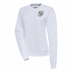 Milwaukee Brewers Antigua Women's Brushed Metallic Victory Pullover Sweatshirt - White