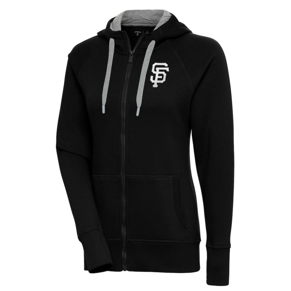 San Francisco Giants Antigua Women's Brushed Metallic Victory Full-Zip Hoodie - Black