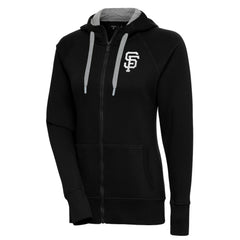 San Francisco Giants Antigua Women's Brushed Metallic Victory Full-Zip Hoodie - Black