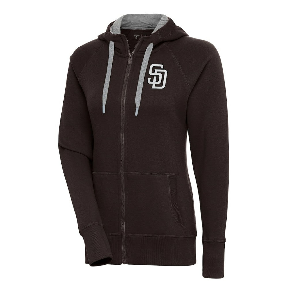 San Diego Padres Antigua Women's Brushed Metallic Victory Full-Zip Hoodie - Brown