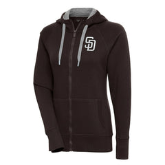San Diego Padres Antigua Women's Brushed Metallic Victory Full-Zip Hoodie - Brown