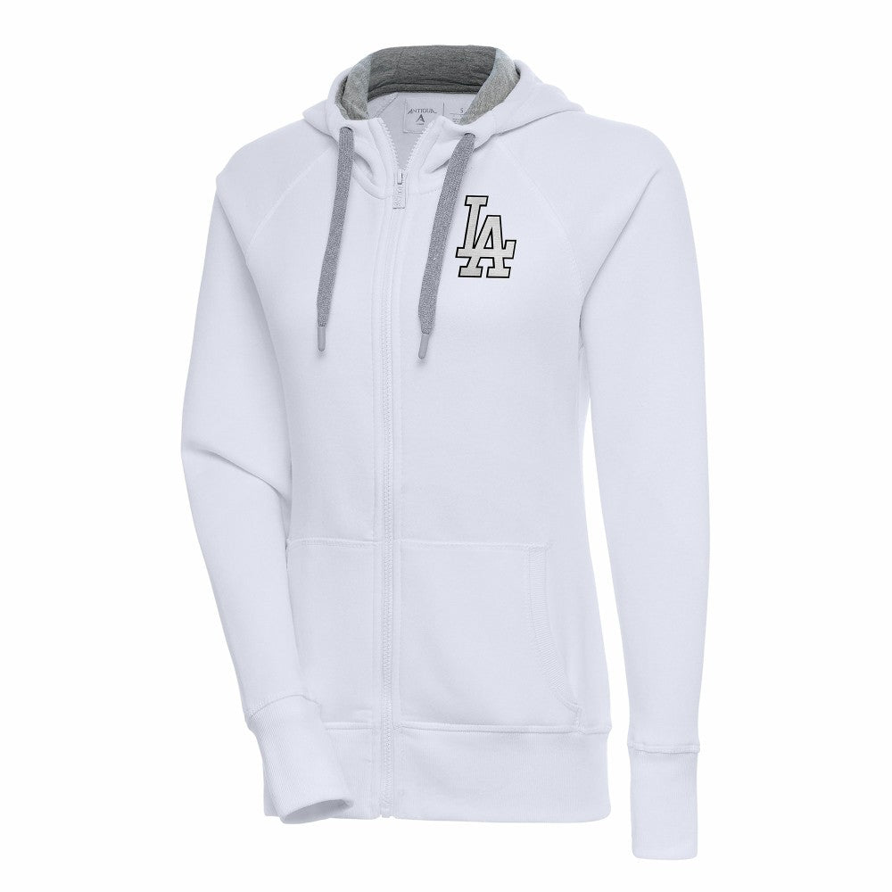 Los Angeles Dodgers Antigua Women's Brushed Metallic Victory Full-Zip Hoodie - White