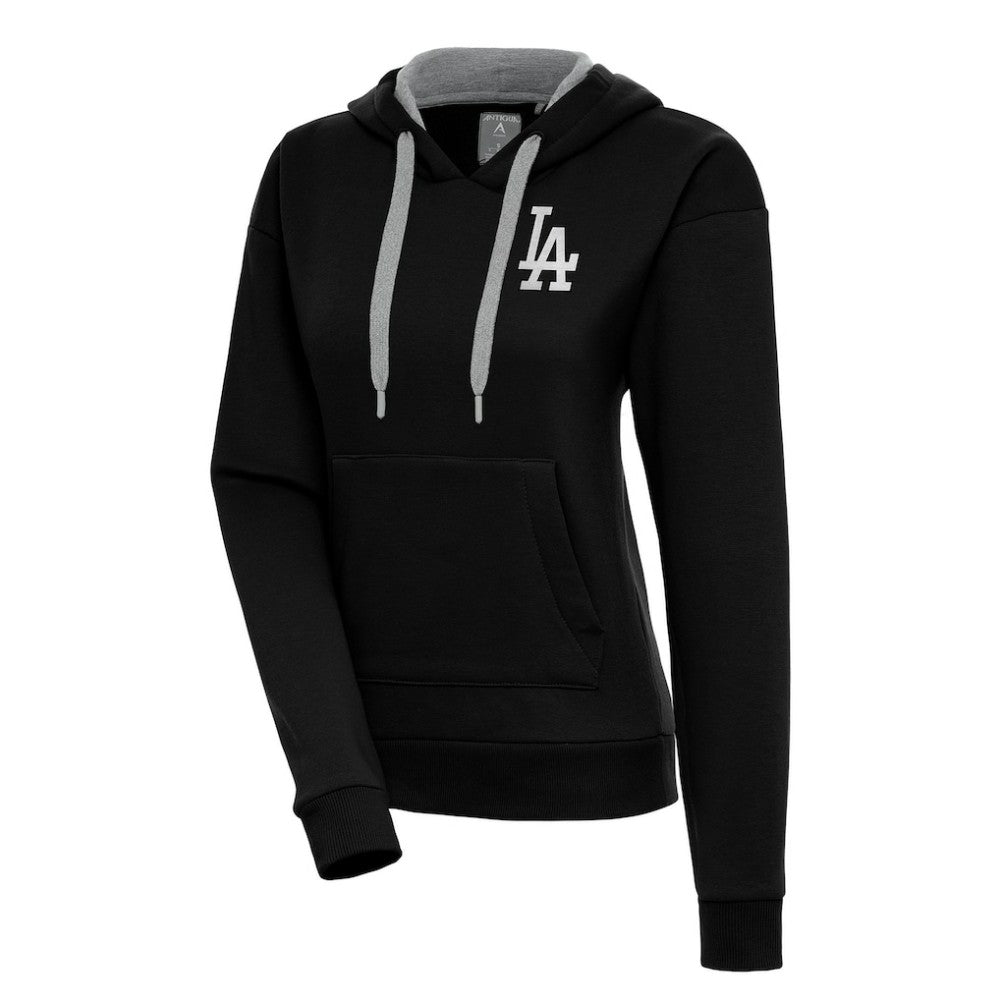 Los Angeles Dodgers Antigua Women's Brushed Metallic Victory Pullover Hoodie - Black