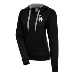Los Angeles Dodgers Antigua Women's Brushed Metallic Victory Pullover Hoodie - Black