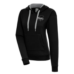 Philadelphia Phillies Antigua Women's Brushed Metallic Victory Pullover Hoodie - Black