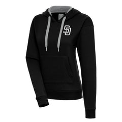 San Diego Padres Antigua Women's Brushed Metallic Victory Pullover Hoodie - Black