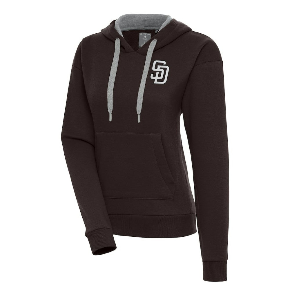 San Diego Padres Antigua Women's Brushed Metallic Victory Pullover Hoodie - Brown