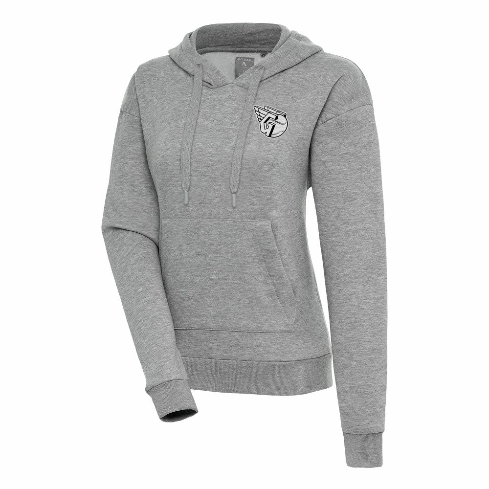 Cleveland Guardians Antigua Women's Brushed Metallic Victory Pullover Hoodie - Heather Gray