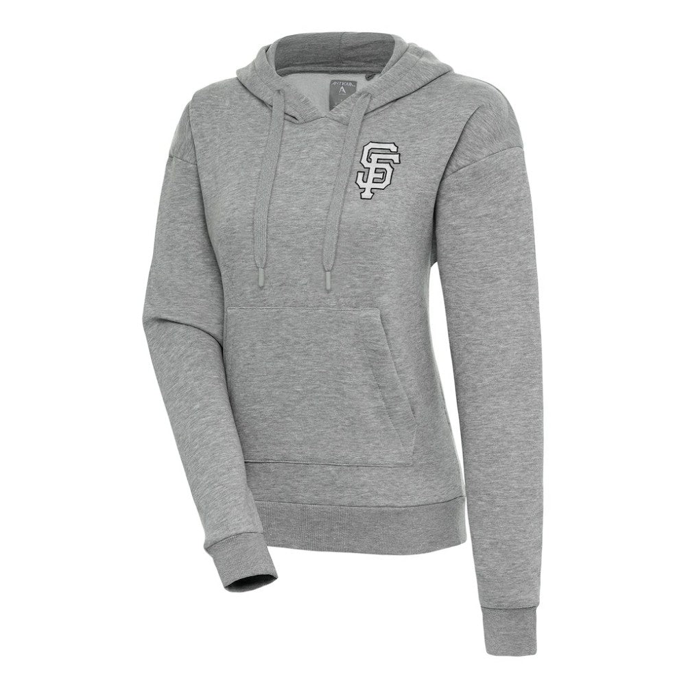 San Francisco Giants Antigua Women's Brushed Metallic Victory Pullover Hoodie - Heather Gray