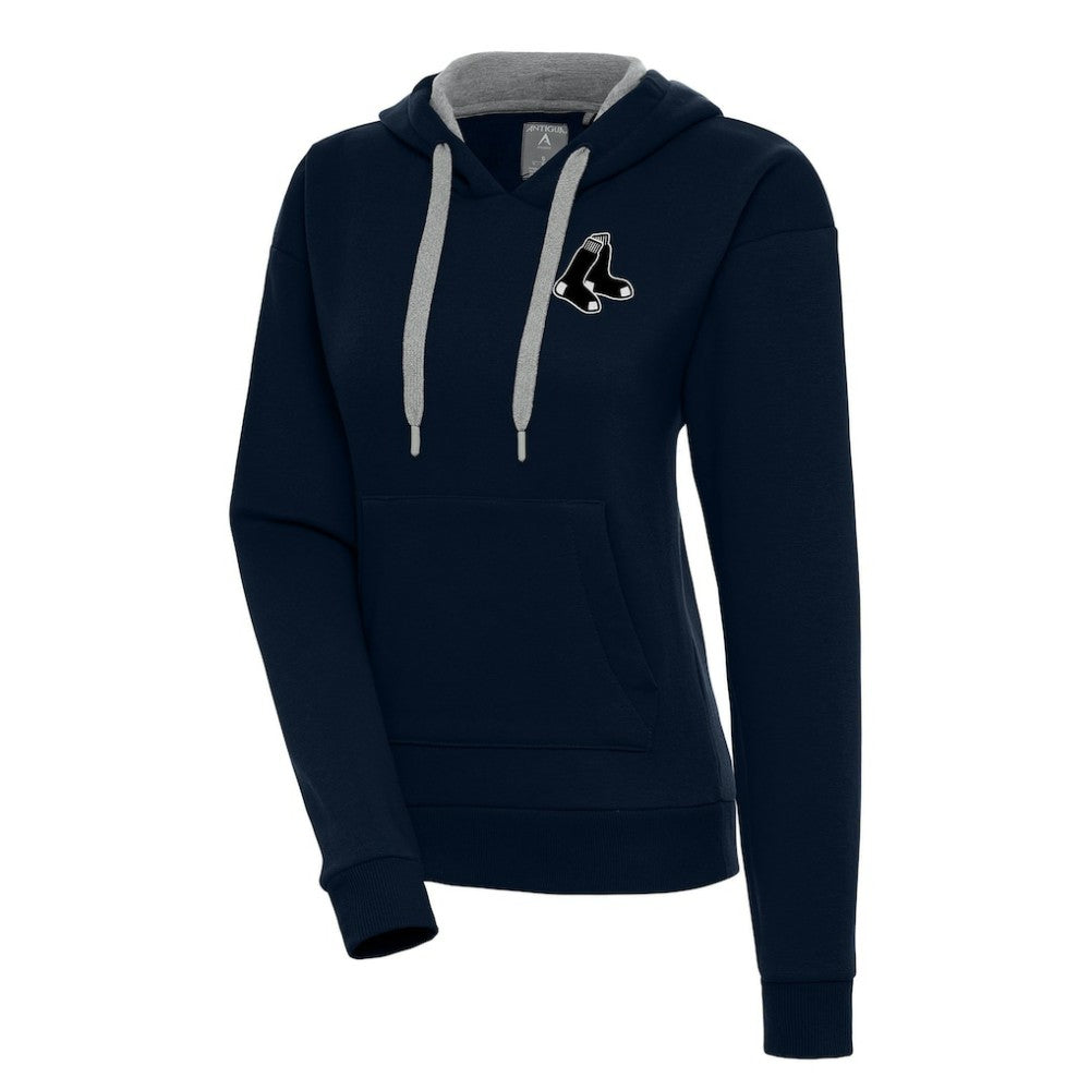 Boston Red Sox Antigua Women's Brushed Metallic Victory Pullover Hoodie - Navy