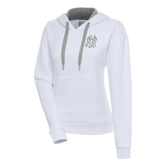 New York Yankees Antigua Women's Brushed Metallic Victory Pullover Hoodie - White