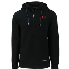 Cincinnati Reds Cutter & Buck Roam Eco Half-Zip Recycled Pullover Hoodie - Black