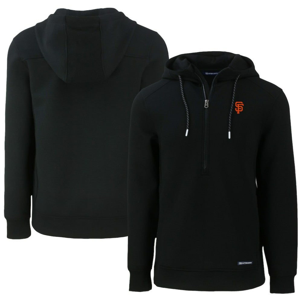 San Francisco Giants Cutter & Buck Roam Eco Half-Zip Recycled Pullover Hoodie - Black