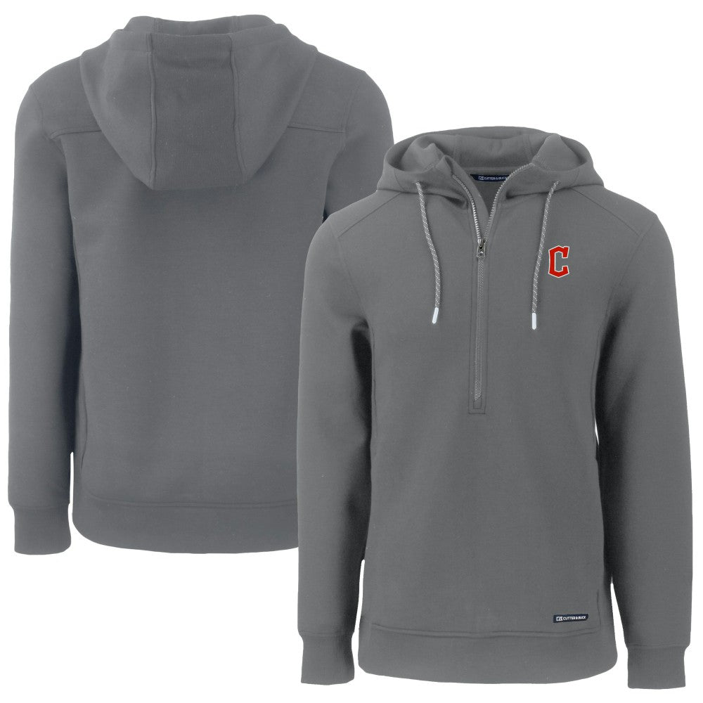 Cleveland Guardians Cutter & Buck Roam Eco Half-Zip Recycled Pullover Hoodie - Gray
