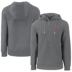 Cleveland Guardians Cutter & Buck Roam Eco Half-Zip Recycled Pullover Hoodie - Gray
