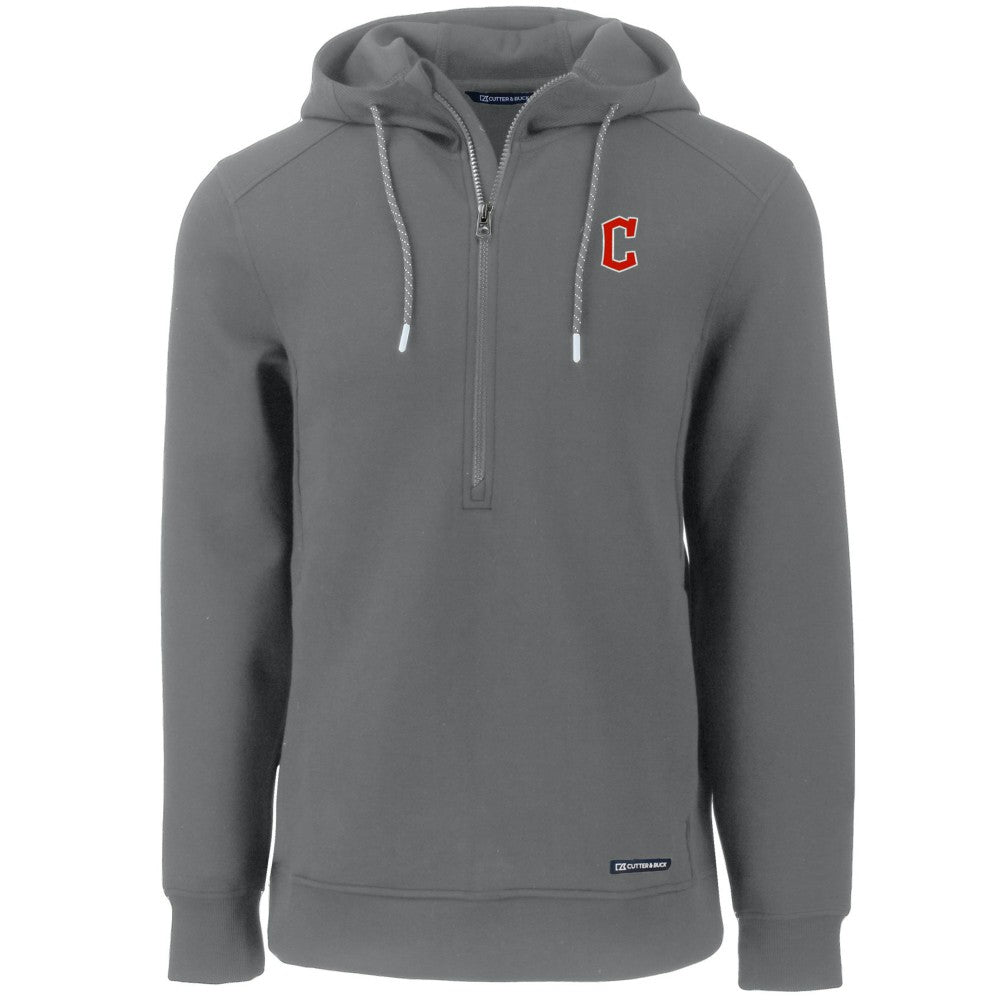 Cleveland Guardians Cutter & Buck Roam Eco Half-Zip Recycled Pullover Hoodie - Gray