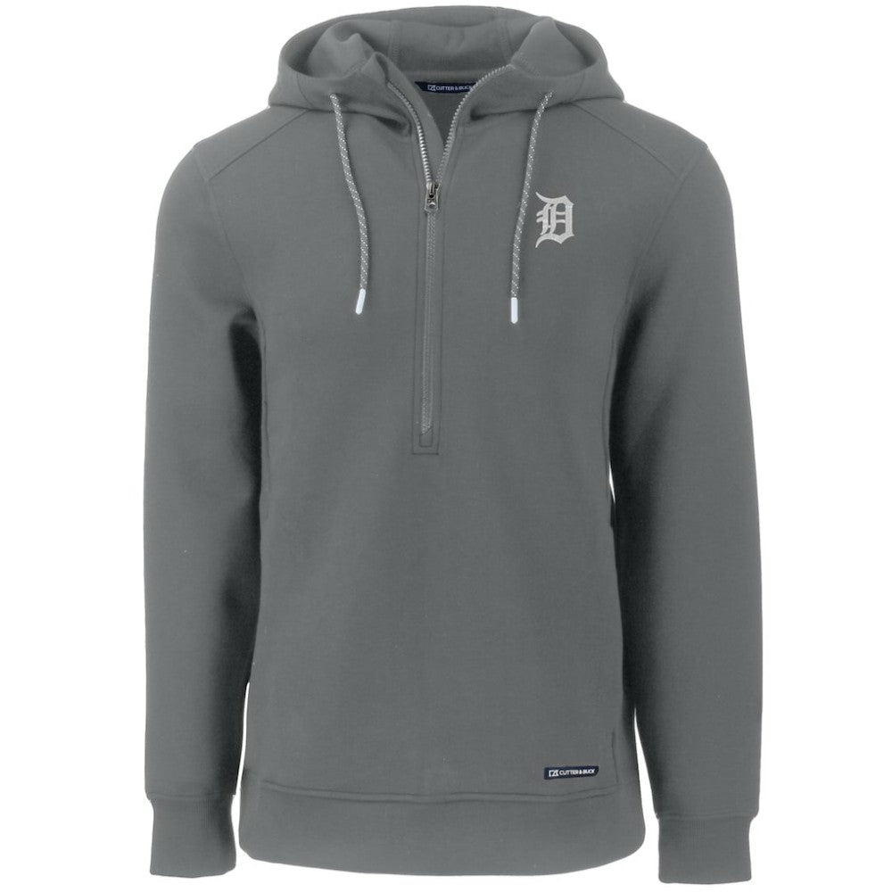 Detroit Tigers Cutter & Buck Roam Eco Half-Zip Recycled Pullover Hoodie - Gray