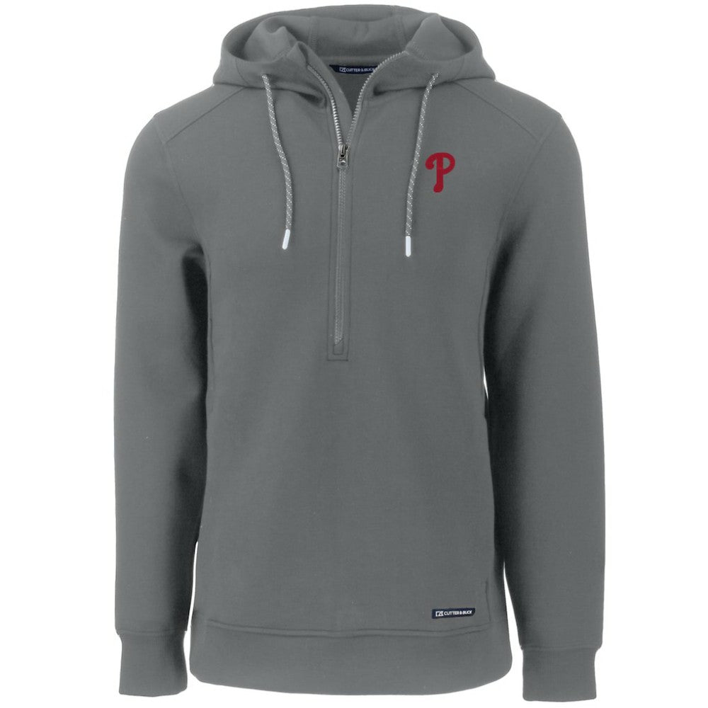 Philadelphia Phillies Cutter & Buck Roam Eco Half-Zip Recycled Pullover Hoodie - Gray