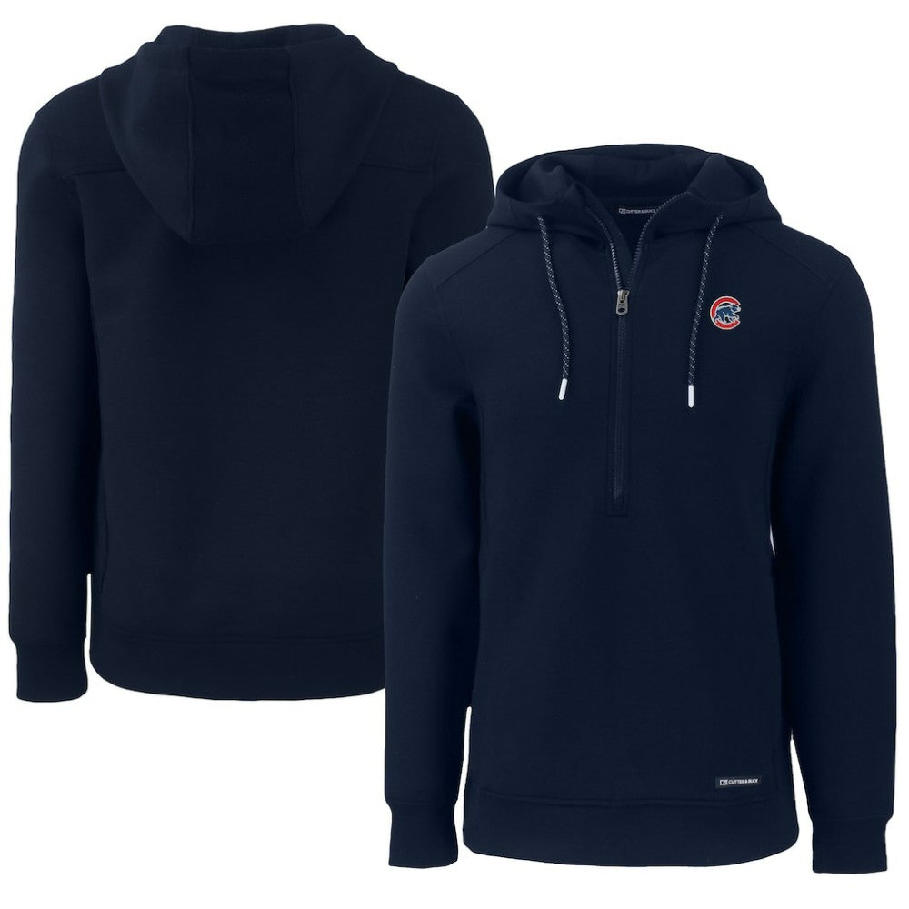 Chicago Cubs Cutter & Buck Roam Eco Half-Zip Recycled Pullover Hoodie - Navy