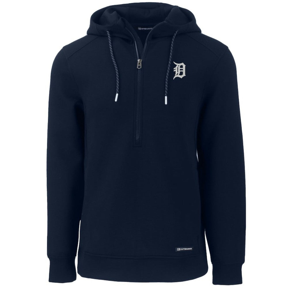 Detroit Tigers Cutter & Buck Roam Eco Half-Zip Recycled Pullover Hoodie - Navy