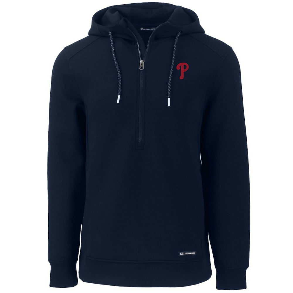 Philadelphia Phillies Cutter & Buck Roam Eco Half-Zip Recycled Pullover Hoodie - Navy