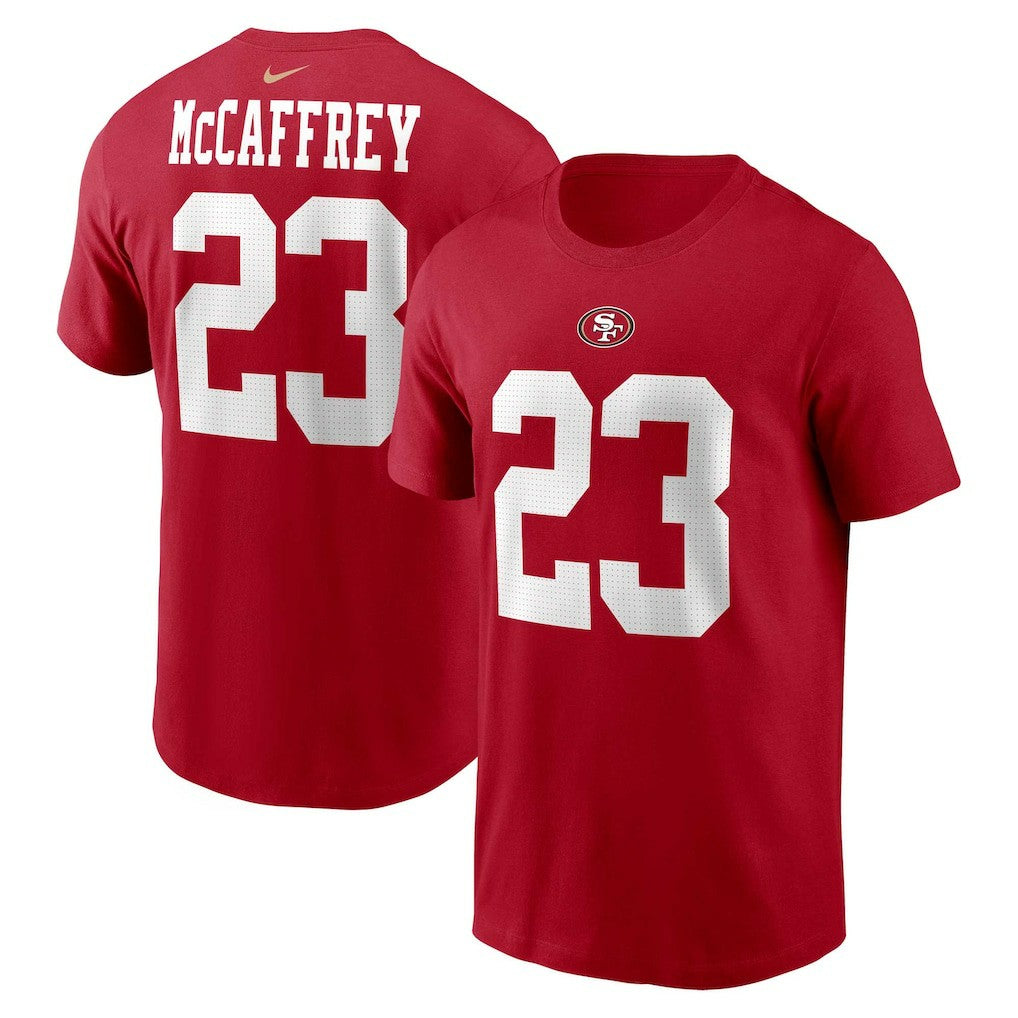 Christian McCaffrey San Francisco 49ers Player Name & Number T-Shirt - Scarlet | Nike sale