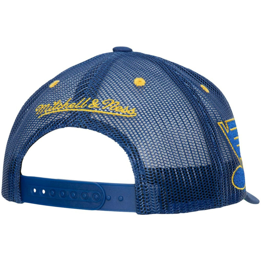 St. Louis Blues Mitchell & Ness Team Seal Trucker Snapback Hat Blue