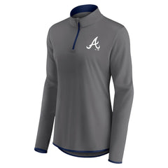 Atlanta Braves Profile Women's Plus Size Quarter-Zip Jacket - Charcoal