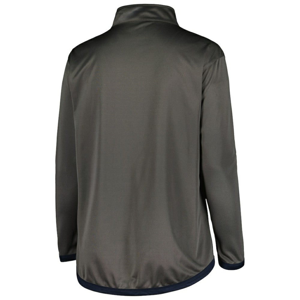 New York Yankees Profile Women's Plus Size Quarter-Zip Jacket - Charcoal
