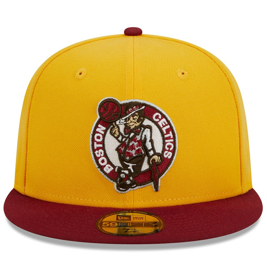 Boston Celtics Fall Leaves 2-Tone 59FIFTY Fitted Hat - Yellow/Red | New Era cheap