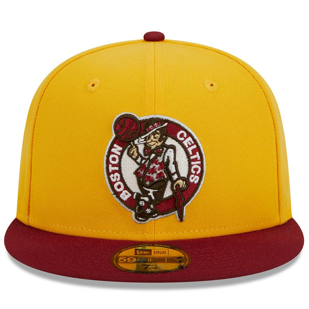 Boston Celtics Fall Leaves 2-Tone 59FIFTY Fitted Hat - Yellow/Red | New Era cheap